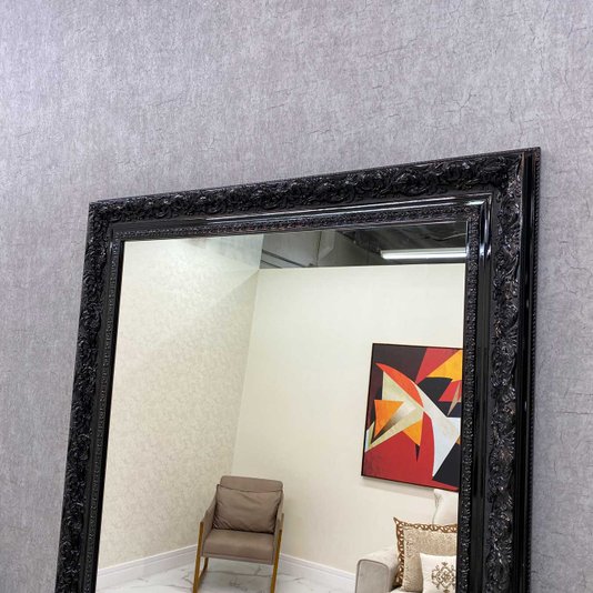 Espelho Cristal Decorativo com Moldura Preta Laqueada para Lavabo, Banheiro e Quarto