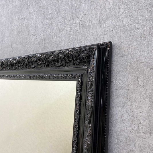 Espelho Cristal Decorativo com Moldura Preta Laqueada para Lavabo, Banheiro e Quarto