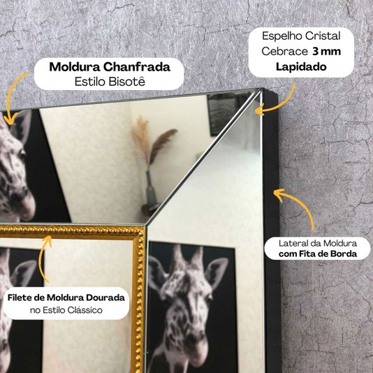 Espelho de Chão Fascinare: Elegância com Moldura Espelhada Chanfrada Bisotê