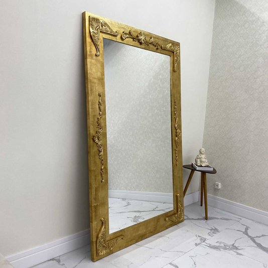 Espelho de Chão Sob Medida Clássico com Moldura em Folha Ouro 135x215 cm