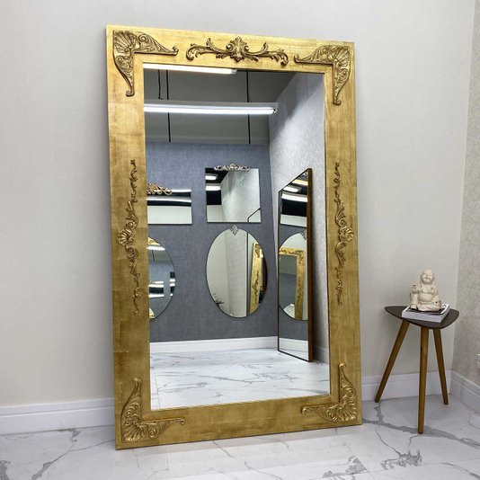 Espelho de Chão Sob Medida Clássico com Moldura em Folha Ouro 135x215 cm