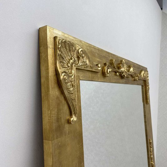 Espelho de Chão Sob Medida Clássico com Moldura em Folha Ouro 135x215 cm