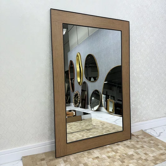 Espelho Decorativo Átrio Moldura Amadeirada com Acabamento em Aço Carbono 120x180CM