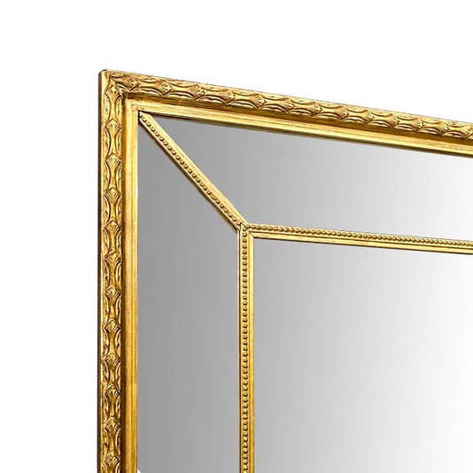 Espelho Decorativo Clássico Grandeza com Moldura Dourada: Elegância Folheada à Mão