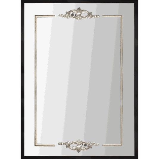 Espelho Decorativo Clássico com Moldura Preta e Apliques Pratas