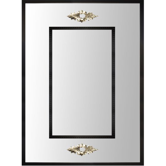 Espelho Decorativo Clássico Preto com Apliques Pratas Folheados