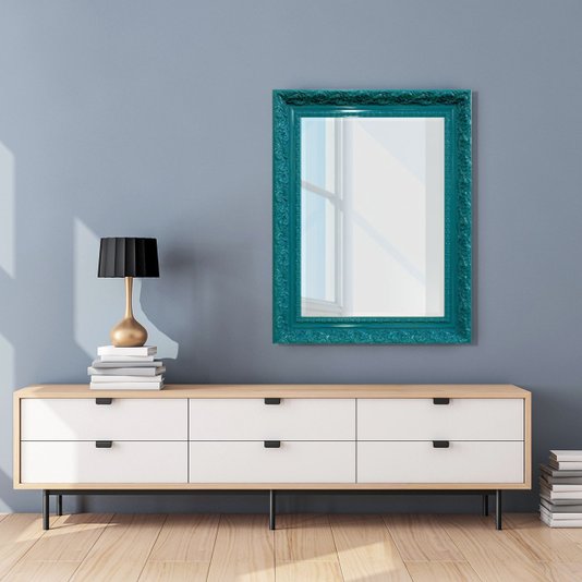 Espelho Cristal Decorativo com Moldura Azul Retrô Plus