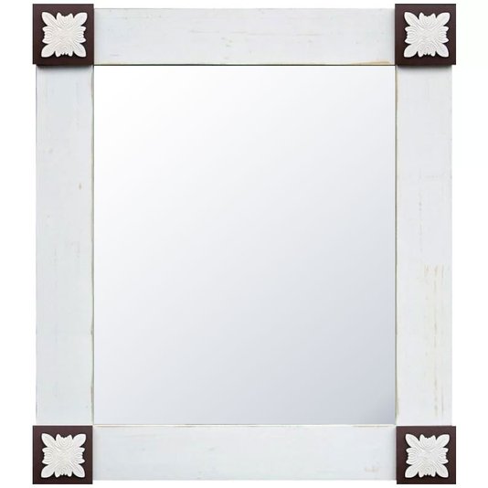 Espelho Decorativo com Moldura Branca Provençal e Apliques