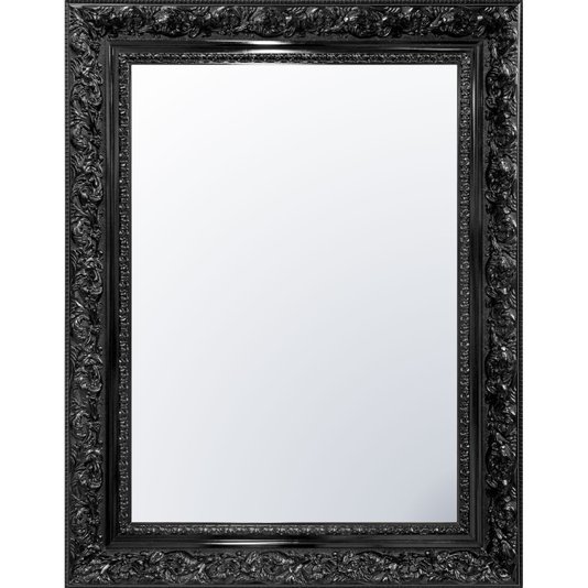 Espelho Cristal Decorativo com Moldura Preta Laqueada para Lavabo, Banheiro e Quarto