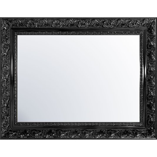 Espelho Cristal Decorativo com Moldura Preta Laqueada para Lavabo, Banheiro e Quarto