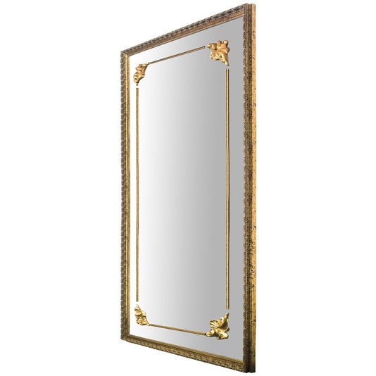 Espelho Decorativo com Moldura Dourada Clássica e Apliques Dourados