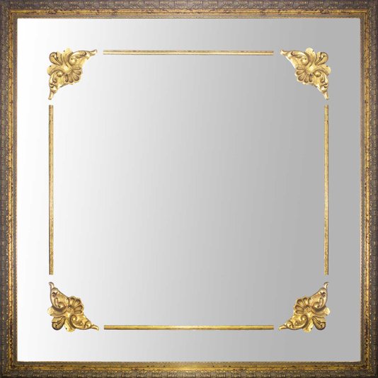 Espelho Decorativo com Moldura Dourada Clássica e Apliques Dourados