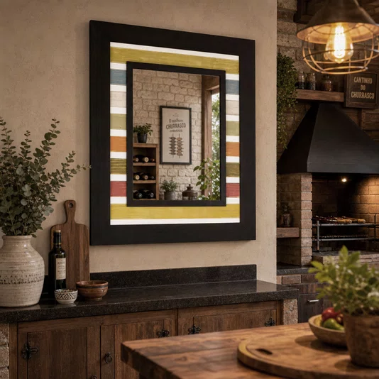 Espelho Decorativo com Moldura em Várias Cores Rústico sem Bisotê - DP1449