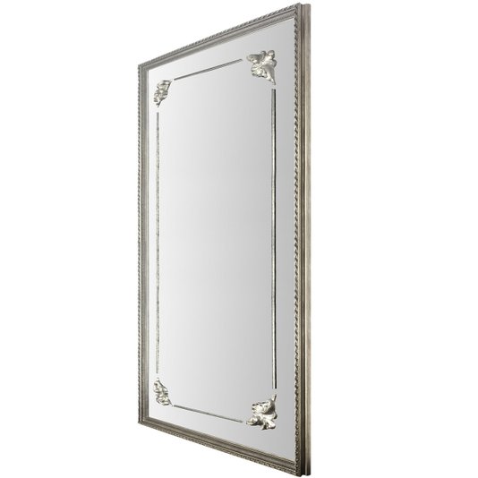 Espelho Decorativo com Moldura Prata Clássica e Apliques Pratas