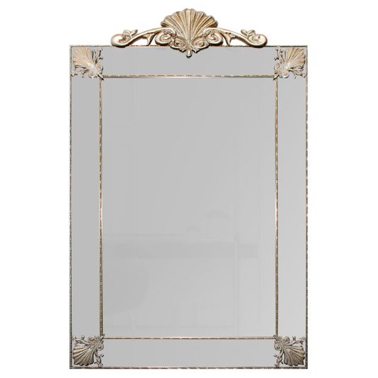 Espelho Decorativo Superiore com Moldura Prata Espelhada e Apliques Folheados
