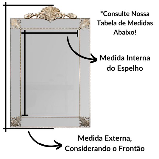 Espelho Decorativo Superiore com Moldura Prata Espelhada e Apliques Folheados