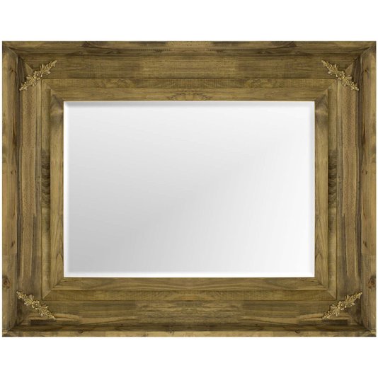 Espelho Decorativo com Moldura Rústica com Apliques Dourados