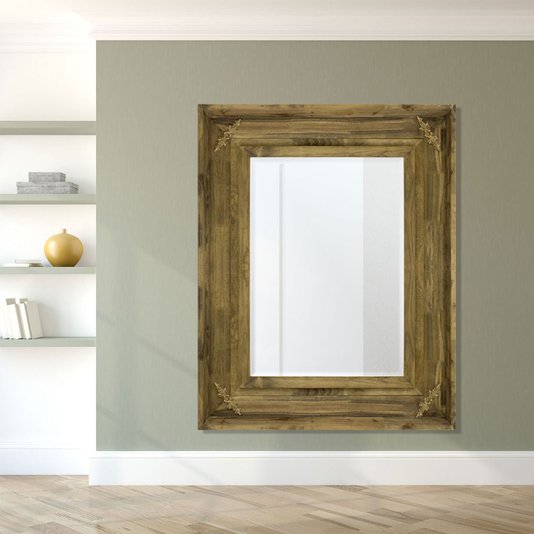 Espelho Decorativo com Moldura Rústica com Apliques Dourados