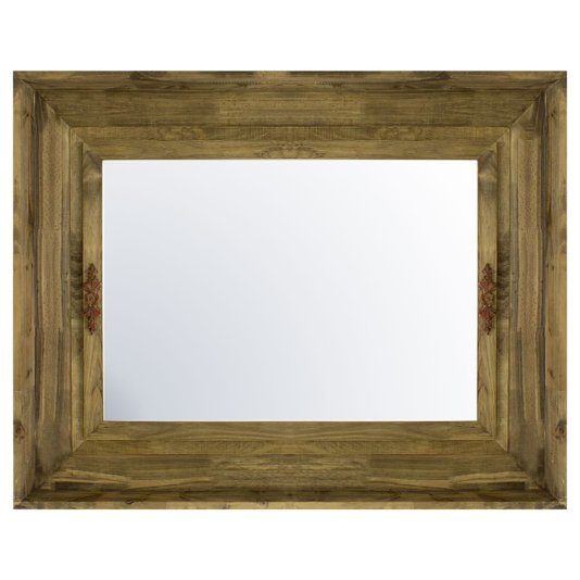 Espelho Decorativo com Moldura Rústica com Apliques Vermelhos