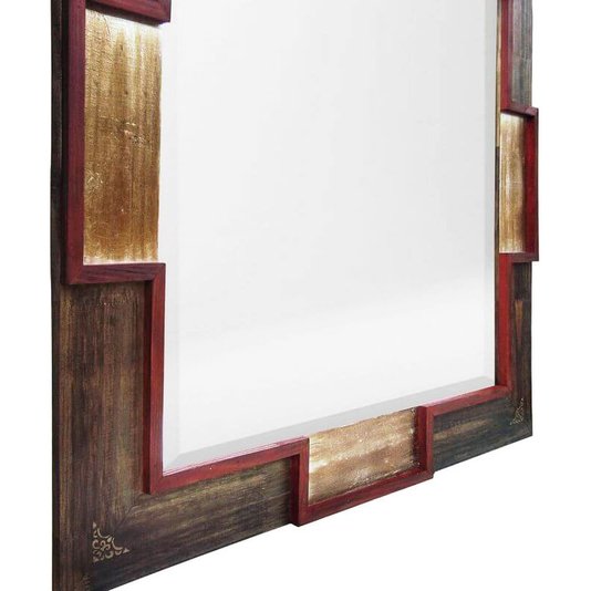 Espelho Decorativo com Moldura Rústica e Detalhes Dourados