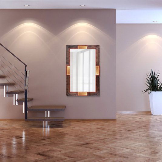 Espelho Decorativo com Moldura Rústica e Detalhes Dourados