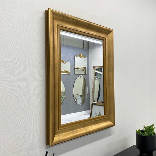Espelho Decorativo Cristal com Moldura Grande Dourada