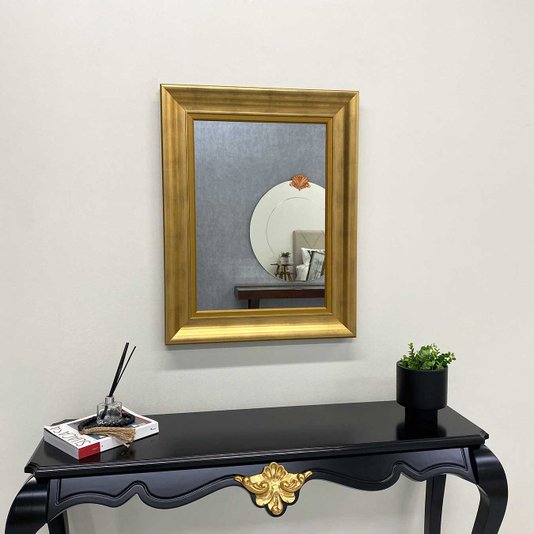 Espelho Decorativo Cristal com Moldura Grande Dourada