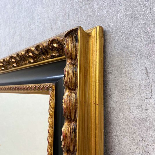 Espelho Decorativo Cristal  na Cor Dourado Envelhecido e Preto