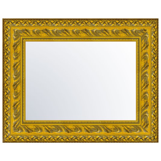 Espelho Decor Cristal Dourado com Moldura Gravada de Madeira