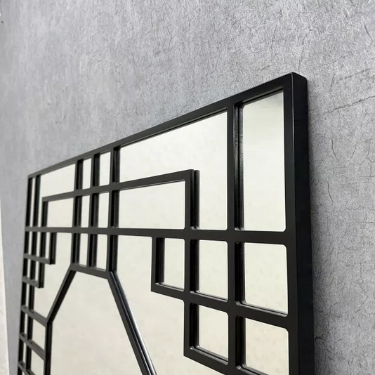 Espelho Decorativo Geométrico Octagonal Sofisticado e Elegante Moldura Laqueada 100x100CM
