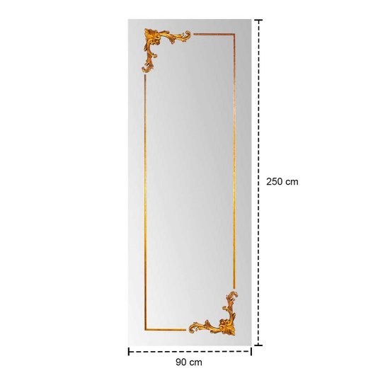 Espelho Decorativo Moderno com Borda Infinita e Apliques Dourados