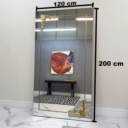 Espelho Decorativo Moderno com Borda Infinita e Apliques Dourados