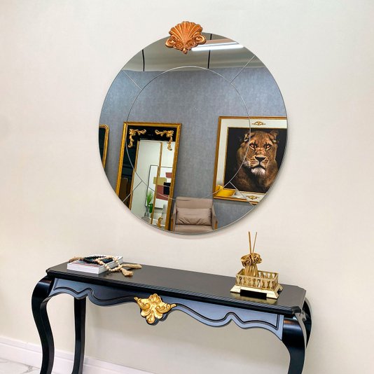 Espelho Decorativo Mosaico Lapidado: Elegância com Frontão Folheado Cobre