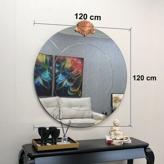 Espelho Decorativo Mosaico Lapidado: Elegância com Frontão Folheado Cobre