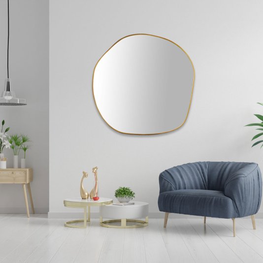 Espelho Orgânico Grande Dourado Sob Medida: Personalização e Elegância para Seu Ambiente Decorativo.