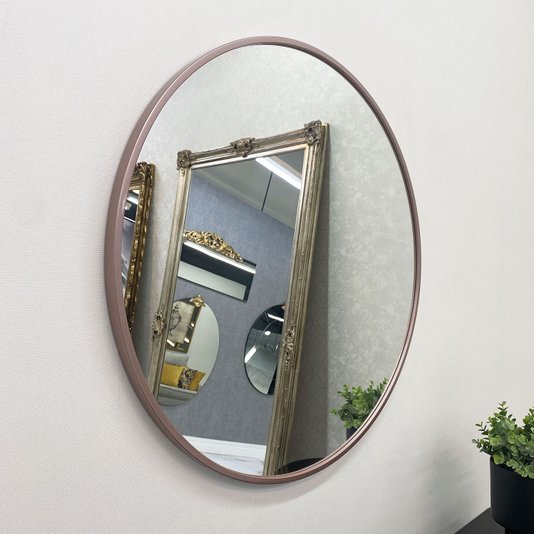 Espelho Decorativo Redondo Com Moldura Cobre Rosê Gold