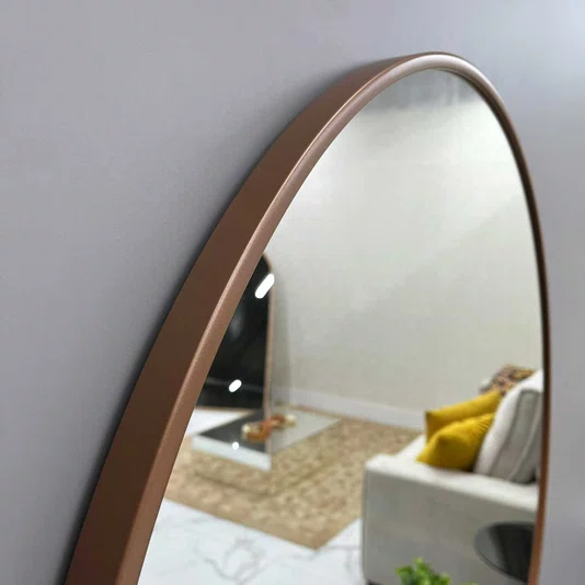 Espelho Decorativo Redondo com Moldura MDF Laqueado Cor Cobre