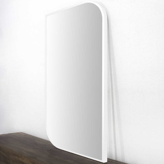 Espelho Design Decorativo Retangular Arredondado com Moldura Branca