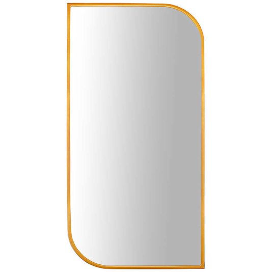 Espelho Design Decorativo Retangular Arredondado com Moldura Dourada
