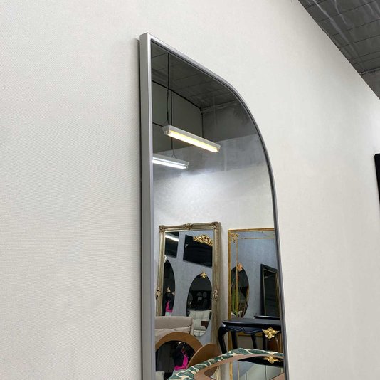 Espelho Design Decorativo Retangular Arredondado com Moldura Prata