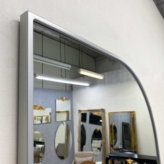 Espelho Design Decorativo Retangular Arredondado com Moldura Prata