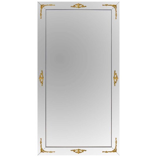 Espelho Grande de Chão Neoclássico com Apliques Dourados 120x220 cm
