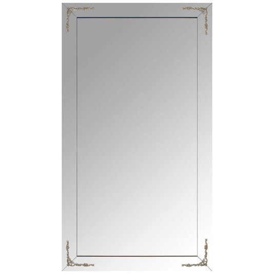 Espelho Grande de Chão Neoclássico com Apliques Prata