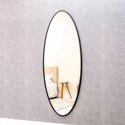 Espelho Grande Personalizado Oval Arredondado com Moldura Preta 80x200CM