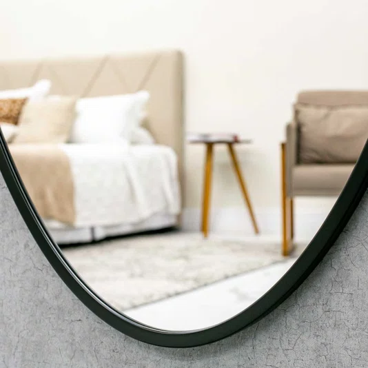 Espelho Grande Personalizado Oval Arredondado com Moldura Preta 80x200CM