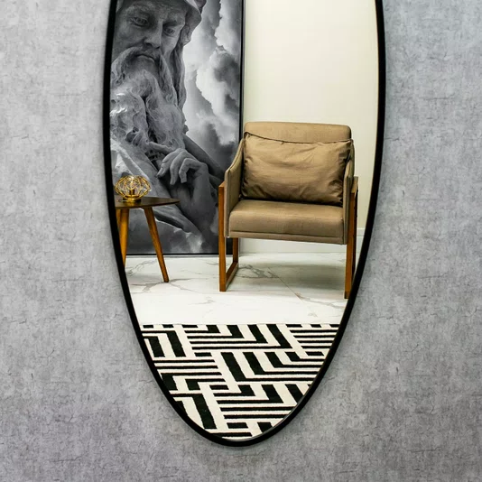 Espelho Grande Personalizado Oval Arredondado com Moldura Preta 80x200CM