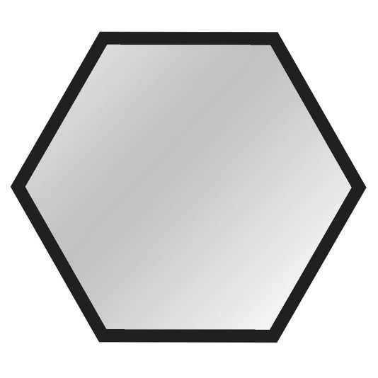 Espelho Decorativo Geométrico Hexagonal Moldura Laqueada Preta