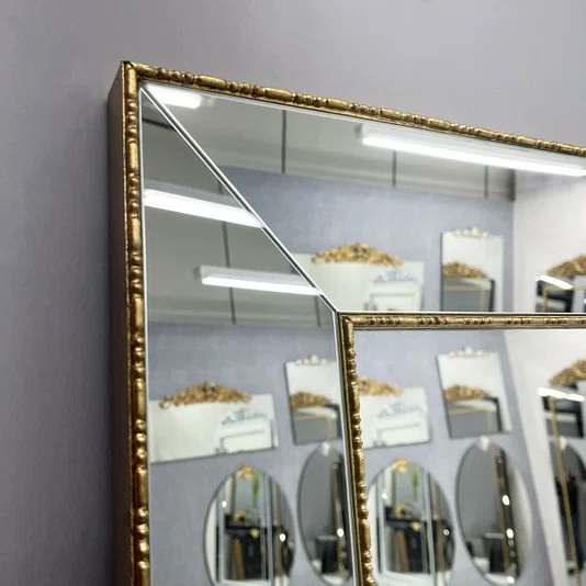 Espelho Moderno Clássico de Chão Dourado com Moldura de Espelho Chanfrado Bisotê
