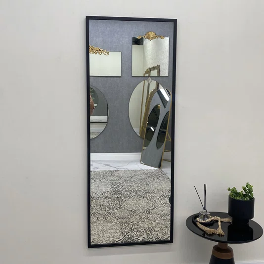 Espelho Moderno Decorativo com Moldura Preta sem Bisotê  60X160CM