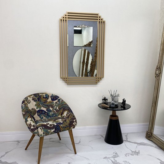 Espelho Moderno Retangular: Design Elegante, Moldura em MDF Vazado, Perfeito para Decoração Luxuosa